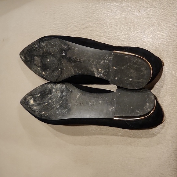 Black Suede Pointed Toe Flats Women's Size 8.5 - Picture 5 of 8